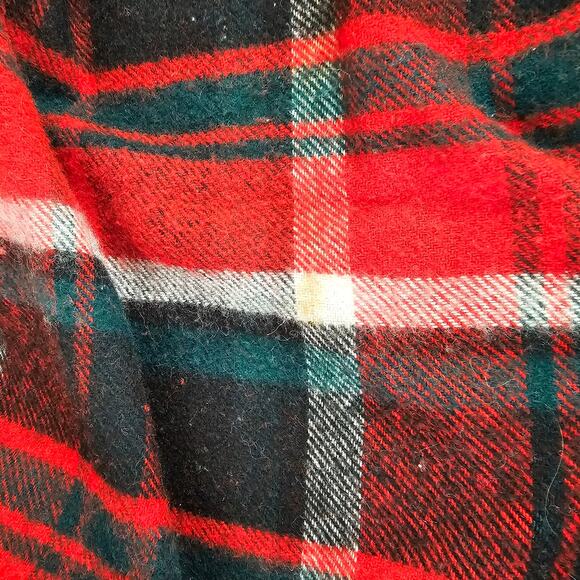 Vintage Troy Leisure Blanket lap robe throw black red green white 51x57 fringed - Picture 7 of 10